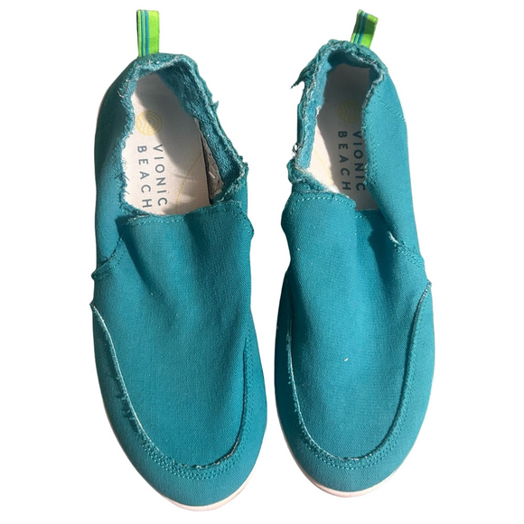 Vionic Shoes - Vionic Turquoise Blue Beach  Slip-On Canvas Shoes